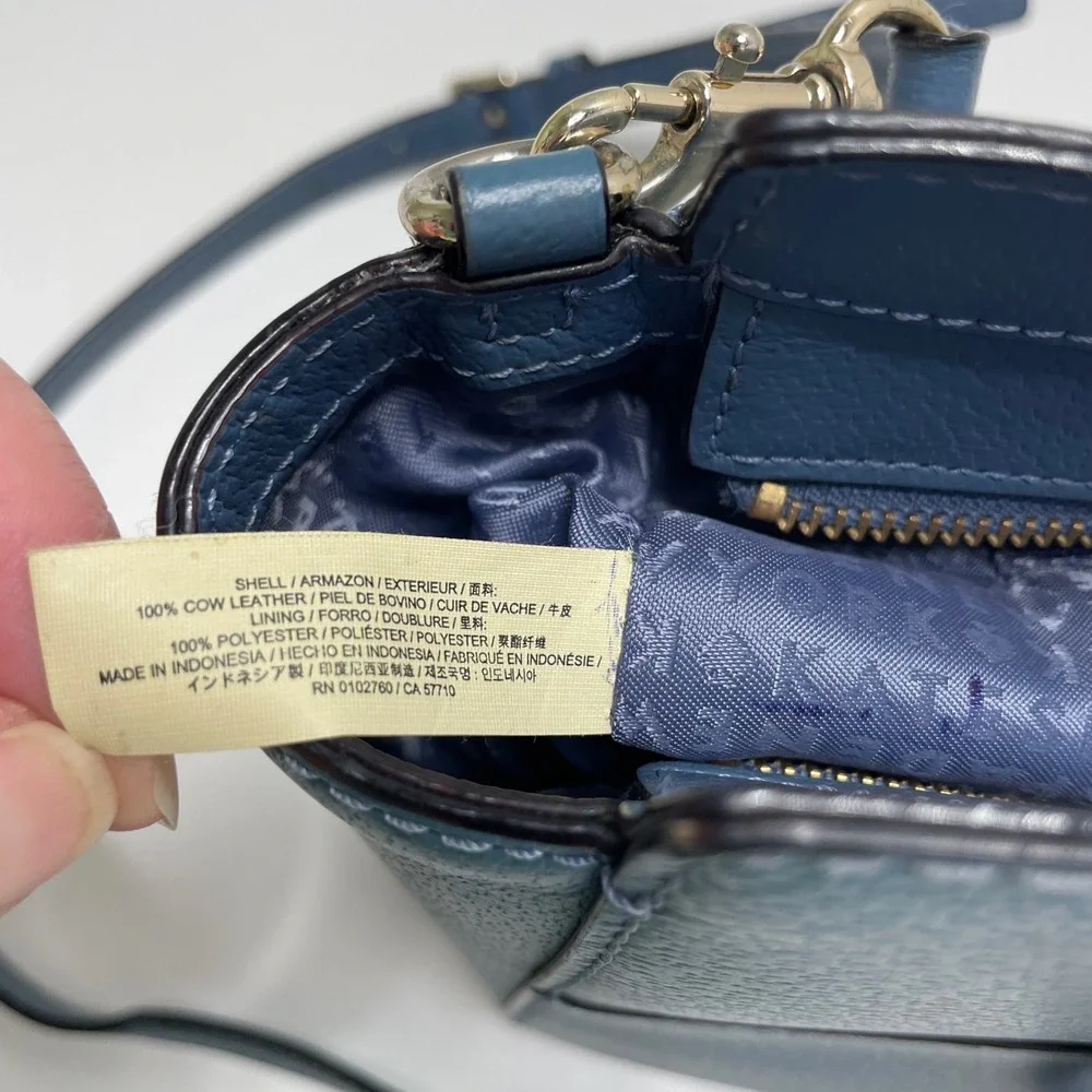 Kate Spade New York Blue Pebbled Leather Satchel Crossbody Bag Gold Hardware